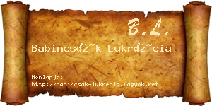 Babincsák Lukrécia névjegykártya